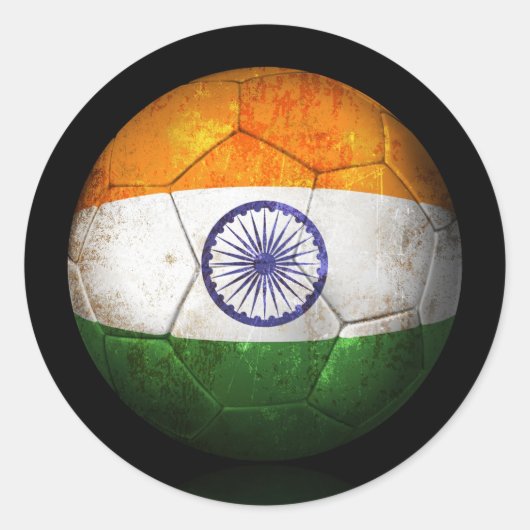 Versleten Indiase vlag Football Voetbal Ronde Sticker (Voorkant)