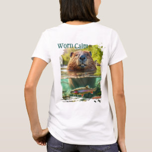 Versleten kalmte Herten en bevers bij het Trout T-shirt