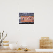 , versleten koffer aan de zijkant van de weg poster (Keuken)