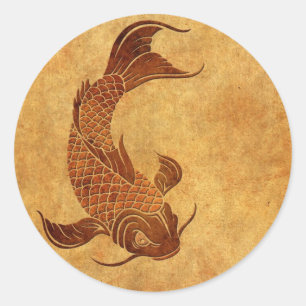  versleten Koi Fish Design Ronde Sticker