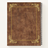 Versleten leder en Antiek gouden Lijst Notitieboek (Achterkant)