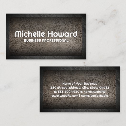 versleten leder | Rotsgrens Visitekaartje (Voorkant / Achterkant)