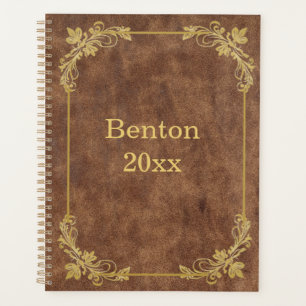 Versleten leer met gouden Lijst Planner