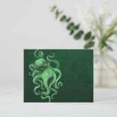 Versleten  octopus illustratie - Groen Briefkaart (Staand voorkant)
