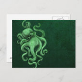 Versleten  octopus illustratie - Groen Briefkaart (Voorkant / Achterkant)