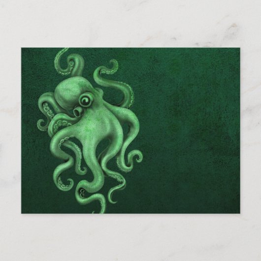 Versleten  octopus illustratie - Groen Briefkaart (Voorkant)