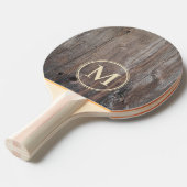 Versleten Planken Monogram Tafeltennisbatje (Voorkant Gekanteld)