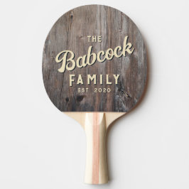 Versleten Planken Retro Familienaam & Jaar Tafeltennisbatje