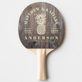 Versleten Planken Tropische Ananas Bruiloft Tafeltennisbatje