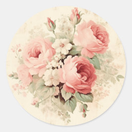 Versleten pracht, roze shabby chic ronde sticker
