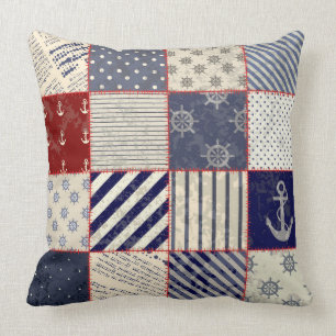 Versleten rustieke strand patchwork afbeelding kus kussen