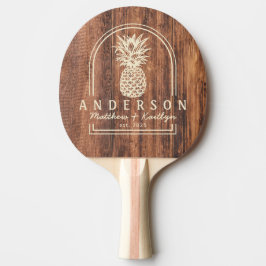 Versleten snijplank ananas trouwboog & naam tafeltennisbatje