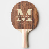 Versleten Snijplank Monogram & Naam Overlay Tafeltennisbatje (Voorkant)