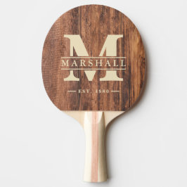 Versleten Snijplank Monogram & Naam Overlay Tafeltennisbatje