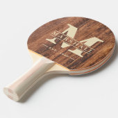 Versleten Snijplank Monogram & Naam Overlay Tafeltennisbatje (Voorkant Gekanteld)