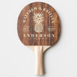 Versleten Snijplank Tropische Ananas Bruiloft Tafeltennisbatje