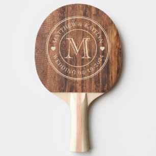 Versleten Snijplank Trouw Monogram Hart Tafeltennisbatje