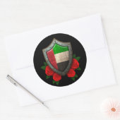 Versleten United Arab Emirates Flag Shield met Roz Ronde Sticker (Envelop)