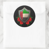 Versleten United Arab Emirates Flag Shield met Roz Ronde Sticker (Tas)