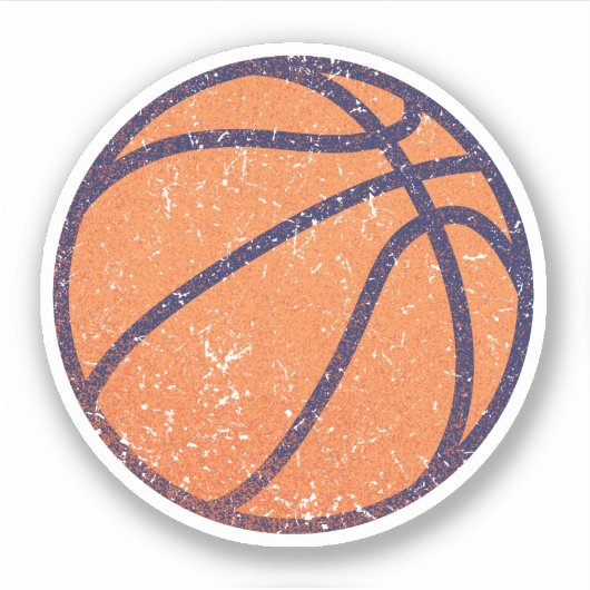Versleten, verdrietige grunge basketbal sticker (Voorkant)