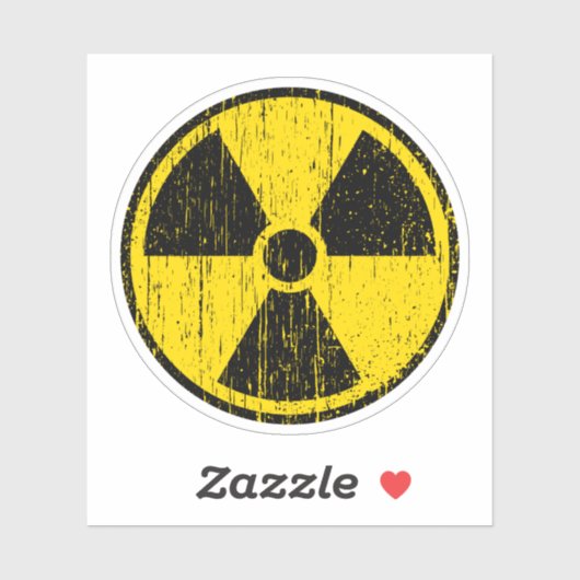 Versleten, verdrietige nucleaire stralingssymbool sticker (Vel)