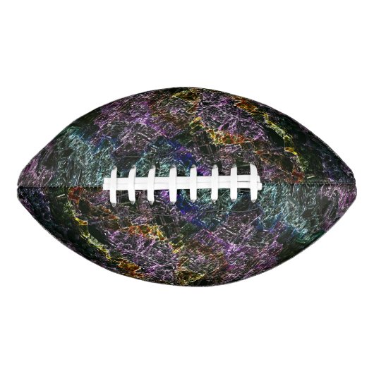 Versleten, vernietigde of bevestigde donkerkleurig american football (Voorkant)