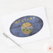 versleten vlag van Montana; Ovale Sticker (Envelop)