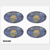 versleten vlag van Montana; Ovale Sticker (Vel)