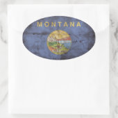 versleten vlag van Montana; Ovale Sticker (Tas)