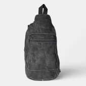 versleten zwart lederen textuur sling bag (Voorkant)