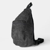 versleten zwart lederen textuur sling bag (Rechterhoek)