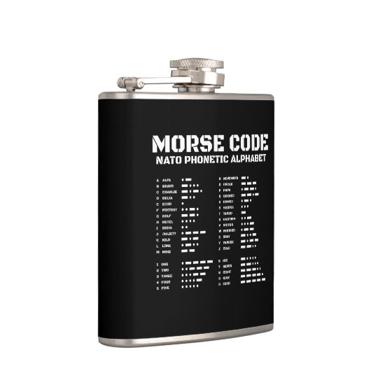 Versleutelde Berichten NAVO Morse Code Zwart & Wit Heupfles (Rechts)