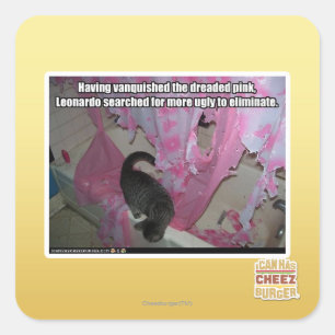 Versloeg de gevreesde roze vierkante sticker