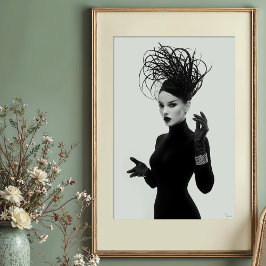 Versluierd mysterie: avant-garde monochrome glamou poster