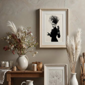 Versluierd mysterie: avant-garde monochrome glamou poster