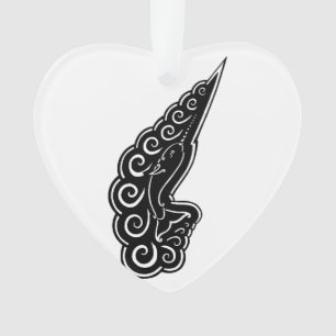 Versmalde golven Celtic Style Black Ink Tekening Ornament