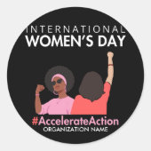 Versnelde actie Internationale Vrouwendag 2025 Ronde Sticker (Voorkant)
