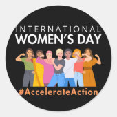 Versnelde actie Internationale Vrouwendag 2025 Ronde Sticker (Voorkant)