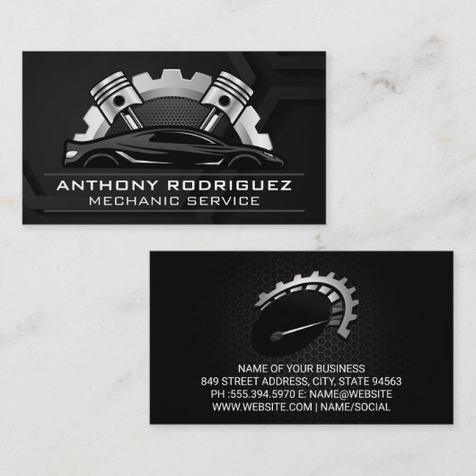 Versnelling en motorzuigers | Automatische service Visitekaartje (Voorkant / Achterkant)