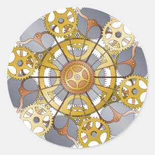 Versnellingen en Cogs Mandala Ontwerp Ronde Sticker