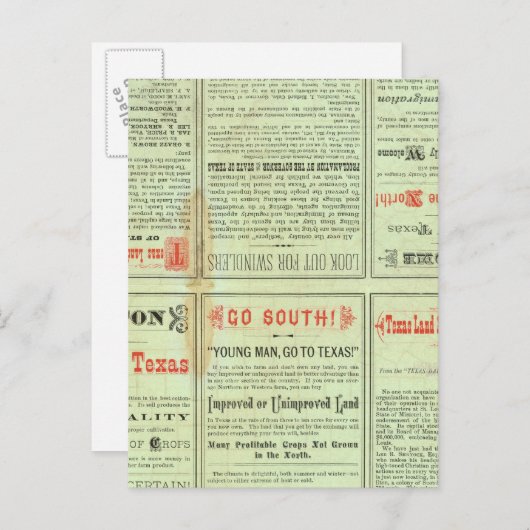 Verso State of Texas Briefkaart (Voorkant / Achterkant)