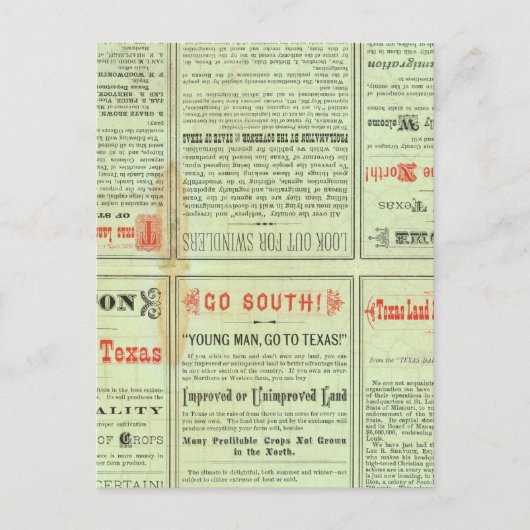 Verso State of Texas Briefkaart (Voorkant)