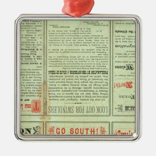 Verso State of Texas Metalen Ornament (Voorkant)