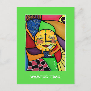 Verspaarde tijd op heldere groene - tijdstukken briefkaart