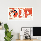 Verspil geen keuken WPA van het Water Poster (Thuiskantoor)