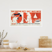Verspil geen keuken WPA van het Water Poster (Keuken)