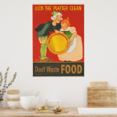 Verspil geen voedsel, lik de platter schoon poster (Keuken)