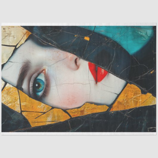 Versplinterde reflectie Abstracte art decoupage Tissuepapier (Voorkant)