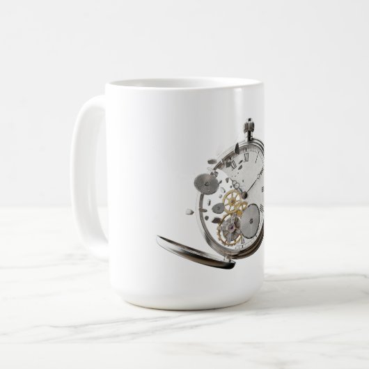 versplinterde tijd koffiemok (Voorkant links)