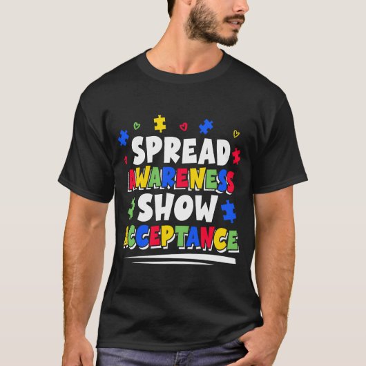 Verspreid bewustzijn Toon acceptatie Autisme bewus T-shirt (Voorkant)